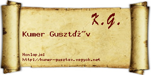 Kumer Gusztáv névjegykártya